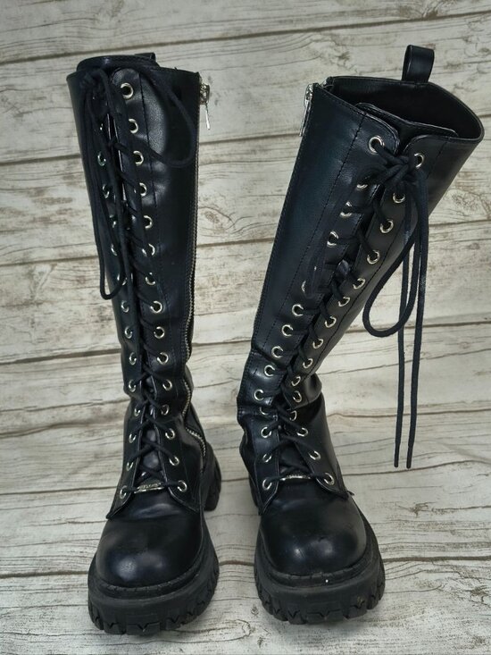dELiA*s Shoes - Delia's Black Lace Up Chunky Sole Combat Boots Women Size 7